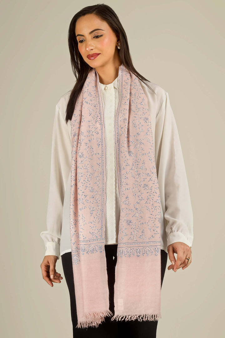 Pink Kashmiri pure pashmina embroidered stole by Kepra, draped on smiling model over white shirt and black trousers, front view
    
      | pashmina shawls online | authentic Kashmiri pashmina shawl online | pure pashmina shawl online | original GI certified pashmina shawl online | luxury men's pashmina shawl online from Kashmir | where to buy online pure pashmina in India
    
    | GI Tag Certified - Government-verified authentic Kashmiri Pashmina
    | G20 Official Partner - Selected by India for G20 Summit gifting
    | Handicraft Registered - Official recognition of traditional craftsmanship
    | Certificate of Authenticity - Every purchase includes GI certification