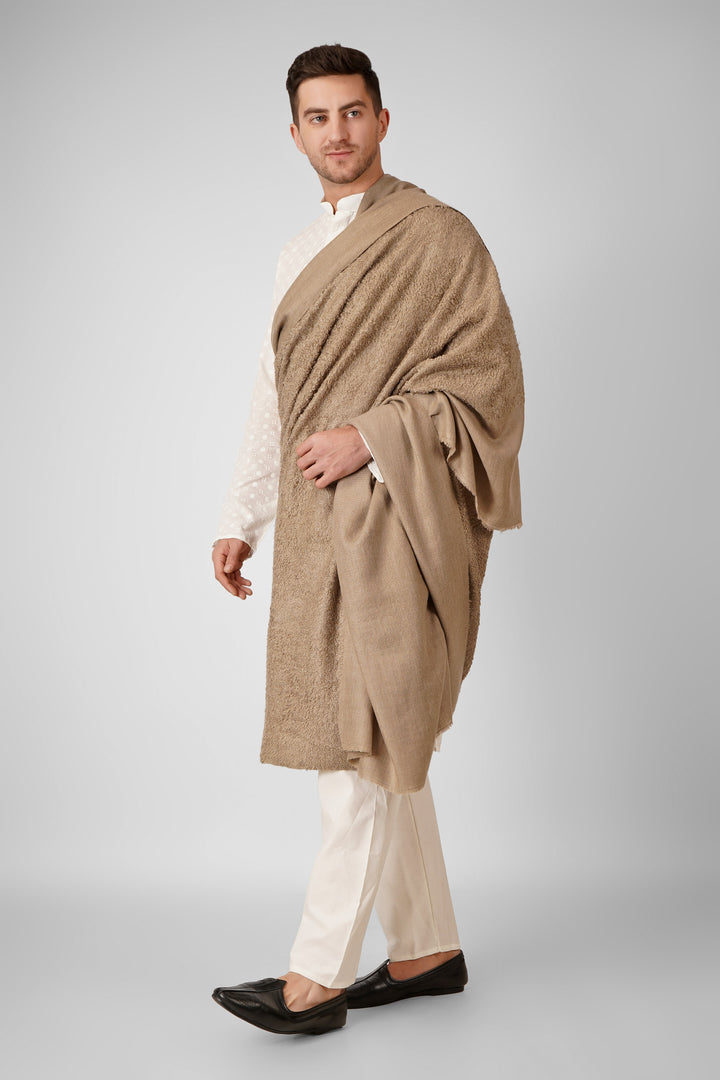 Pashmina Towel Natural Men’s Shawl | Authentic Handwoven Kashmiri Pashmina Wool | Luxurious Men’s Shawl for Style and Warmth