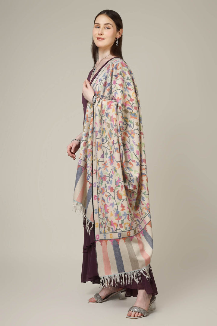 This original certified white kani pashmina from Kashmir showcases a fine handwoven base covered in vivid multicolor kani motifs, creating a luxurious statement that feels both artistic and authentic
    
      | pashmina shawls online | authentic Kashmiri pashmina shawl online | pure pashmina shawl online | original GI certified pashmina shawl online | luxury men's pashmina shawl online from Kashmir | where to buy online pure pashmina in India
    
    | GI Tag Certified - Government-verified authentic Kashmiri Pashmina
    | G20 Official Partner - Selected by India for G20 Summit gifting
    | Handicraft Registered - Official recognition of traditional craftsmanship
    | Certificate of Authenticity - Every purchase includes GI certification