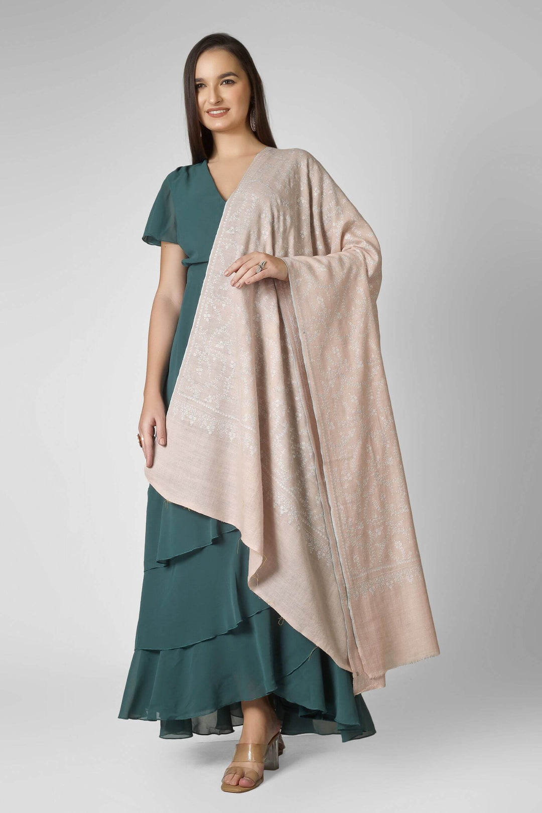 Pashmina shawls in India Online-
An excellent pick for collectors of pashmina shawls in India,  neutral offers gallery-level Kashmiri artistry in a versatile piece that transitions seamlessly from day meetings to evening gatherings.