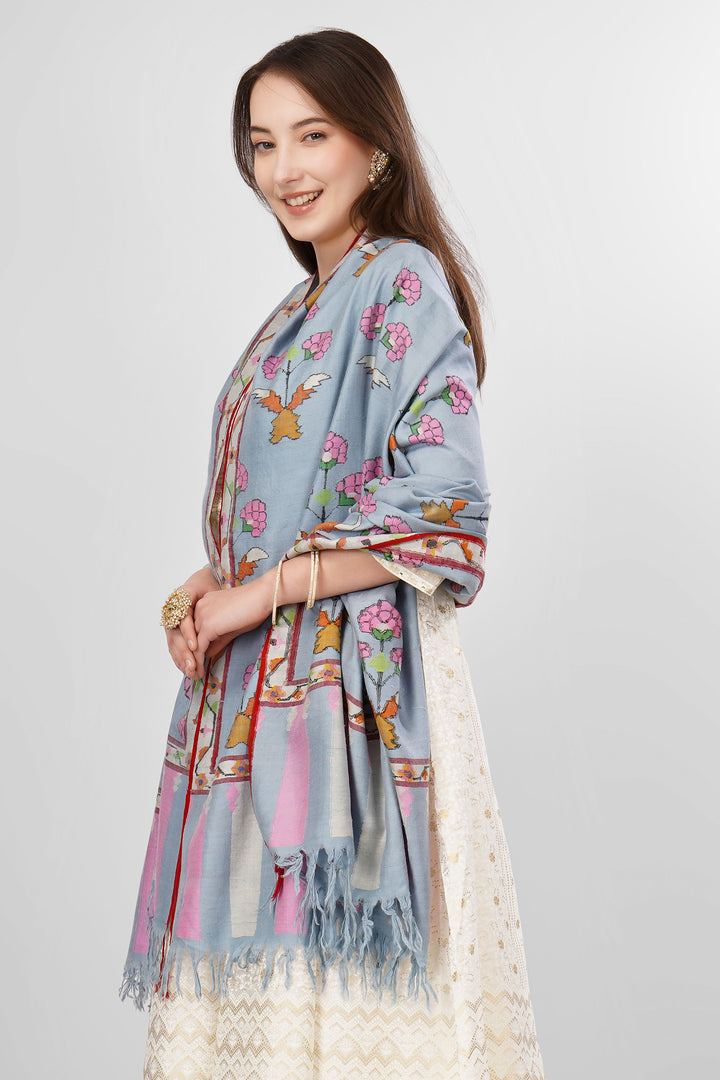 Pastel Blue GI-Tagged Pashmina Kani Shawl Online , The GI tag is your guarantee that this shawl is made by Kashmiri artisans using genuine pashmina wool spun and woven by hand, and not a machine-made imitation. It protects the traditional craft
    
      | pashmina shawls online | authentic Kashmiri pashmina shawl online | pure pashmina shawl online | original GI certified pashmina shawl online | luxury men's pashmina shawl online from Kashmir | where to buy online pure pashmina in India
    
    | GI Tag Certified - Government-verified authentic Kashmiri Pashmina
    | G20 Official Partner - Selected by India for G20 Summit gifting
    | Handicraft Registered - Official recognition of traditional craftsmanship
    | Certificate of Authenticity - Every purchase includes GI certification