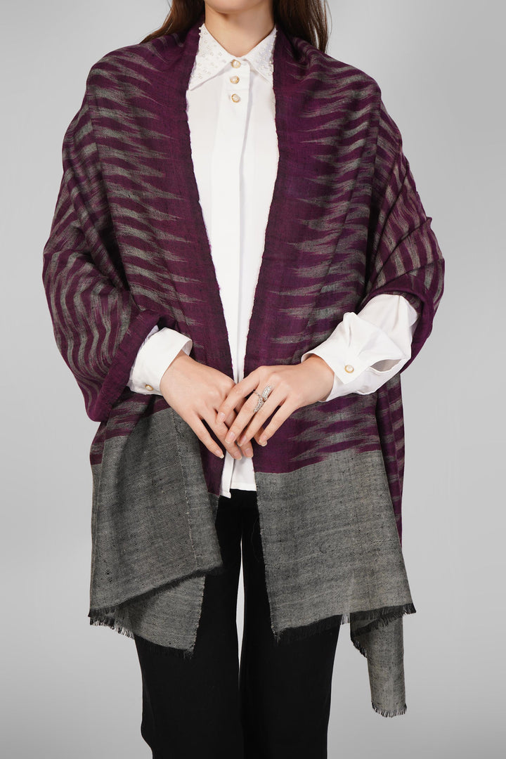 Ikkat Design Pashmina Stoles Online – Deep Purple & Grey Luxe
    Embrace contemporary Kashmir artistry with this Purple-Grey Ikkat Pashmina Stole. Handwoven from the finest pure pashmina, this stole features a bold ikkat-inspired design
    
      | pashmina shawls online | authentic Kashmiri pashmina shawl online | pure pashmina shawl online | original GI certified pashmina shawl online | luxury men's pashmina shawl online from Kashmir | where to buy online pure pashmina in India
    
    | GI Tag Certified - Government-verified authentic Kashmiri Pashmina
    | G20 Official Partner - Selected by India for G20 Summit gifting
    | Handicraft Registered - Official recognition of traditional craftsmanship
    | Certificate of Authenticity - Every purchase includes GI certification