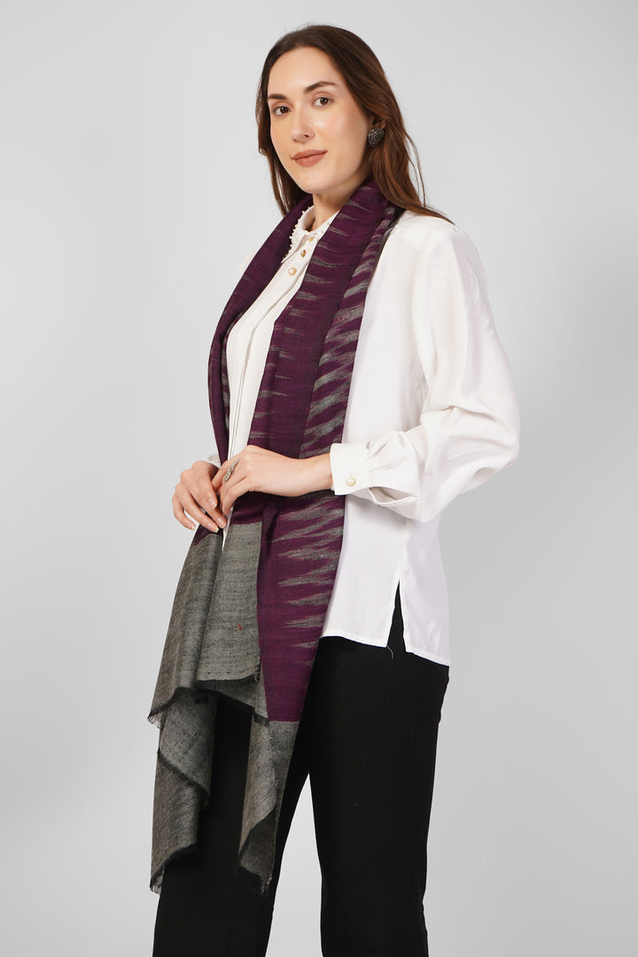 Ikkat Design Pashmina Stoles Online – Deep Purple & Grey Luxe
    Embrace contemporary Kashmir artistry with this Purple-Grey Ikkat Pashmina Stole. Handwoven from the finest pure pashmina, this stole features a bold ikkat-inspired design
    
      | pashmina shawls online | authentic Kashmiri pashmina shawl online | pure pashmina shawl online | original GI certified pashmina shawl online | luxury men's pashmina shawl online from Kashmir | where to buy online pure pashmina in India
    
    | GI Tag Certified - Government-verified authentic Kashmiri Pashmina
    | G20 Official Partner - Selected by India for G20 Summit gifting
    | Handicraft Registered - Official recognition of traditional craftsmanship
    | Certificate of Authenticity - Every purchase includes GI certification
