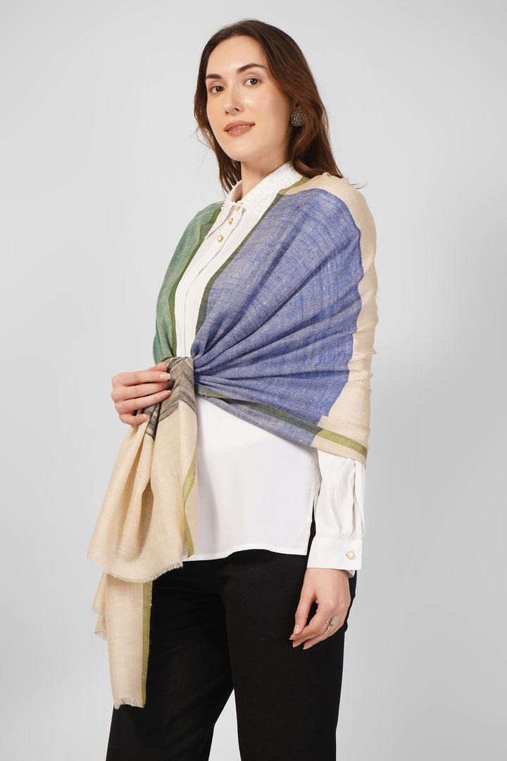 Vibrant Modern Pashmina Stoles Online – Green, Blue & Beige Colorblock Artistry
  Experience effortless chic with this Green and Blue Designer Pashmina Stole, handwoven in Kashmir from pure, ultra-soft pashmina wool.
    
      | pashmina shawls online | authentic Kashmiri pashmina shawl online | pure pashmina shawl online | original GI certified pashmina shawl online | luxury men's pashmina shawl online from Kashmir | where to buy online pure pashmina in India
    
    | GI Tag Certified - Government-verified authentic Kashmiri Pashmina
    | G20 Official Partner - Selected by India for G20 Summit gifting
    | Handicraft Registered - Official recognition of traditional craftsmanship
    | Certificate of Authenticity - Every purchase includes GI certification
