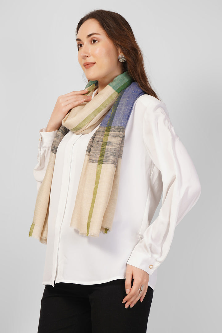 Vibrant Modern Pashmina Stoles Online – Green, Blue & Beige Colorblock Artistry
  Experience effortless chic with this Green and Blue Designer Pashmina Stole, handwoven in Kashmir from pure, ultra-soft pashmina wool.
    
      | pashmina shawls online | authentic Kashmiri pashmina shawl online | pure pashmina shawl online | original GI certified pashmina shawl online | luxury men's pashmina shawl online from Kashmir | where to buy online pure pashmina in India
    
    | GI Tag Certified - Government-verified authentic Kashmiri Pashmina
    | G20 Official Partner - Selected by India for G20 Summit gifting
    | Handicraft Registered - Official recognition of traditional craftsmanship
    | Certificate of Authenticity - Every purchase includes GI certification