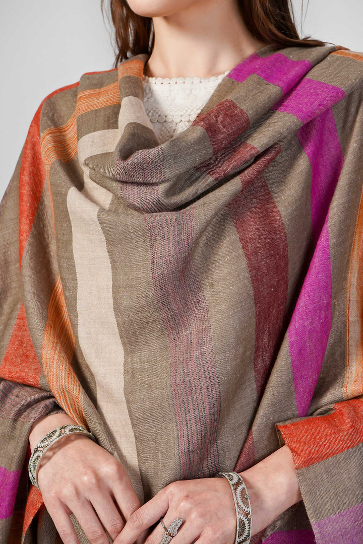 Natural handwoven cashmere Pashmina shawl with multi-color stripes and floral embroidery, made in Kashmir kepra
    
      | pashmina shawls online | authentic Kashmiri pashmina shawl online | pure pashmina shawl online | original GI certified pashmina shawl online | luxury men's pashmina shawl online from Kashmir | where to buy online pure pashmina in India
    
    | GI Tag Certified - Government-verified authentic Kashmiri Pashmina
    | G20 Official Partner - Selected by India for G20 Summit gifting
    | Handicraft Registered - Official recognition of traditional craftsmanship
    | Certificate of Authenticity - Every purchase includes GI certification