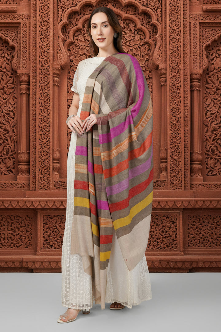 Natural handwoven cashmere Pashmina shawl with multi-color stripes and floral embroidery, made in Kashmir kepra
    
      | pashmina shawls online | authentic Kashmiri pashmina shawl online | pure pashmina shawl online | original GI certified pashmina shawl online | luxury men's pashmina shawl online from Kashmir | where to buy online pure pashmina in India
    
    | GI Tag Certified - Government-verified authentic Kashmiri Pashmina
    | G20 Official Partner - Selected by India for G20 Summit gifting
    | Handicraft Registered - Official recognition of traditional craftsmanship
    | Certificate of Authenticity - Every purchase includes GI certification