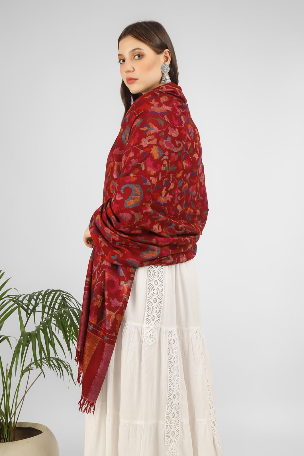 "KANI SHAWLS - Explore the Elegance of Maroon Kani Shawl, Skillfully Woven Florals and Nature's Colors in Splendid Kani Weave." LONDON - DELHI- KASHMIR - ONLINE
