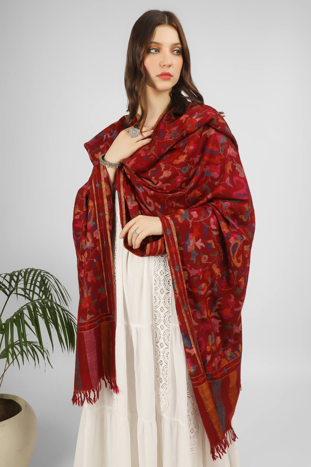 "KANI SHAWLS - Explore the Elegance of Maroon Kani Shawl, Skillfully Woven Florals and Nature's Colors in Splendid Kani Weave." LONDON - DELHI- KASHMIR - ONLINE