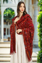 Handmade pure pashmina maroon kani shawl