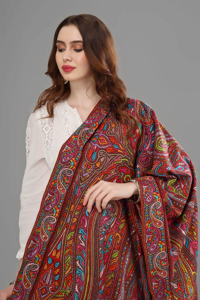 "PASHMINA SHAWL -maroon colored Pashmina features intricate Sozni ( Totdaar - small circles )across its surface called the Totdaar Jama. "PASHMINA SHAWLS IN NEW YORK - Urban Chic and Comfort"
