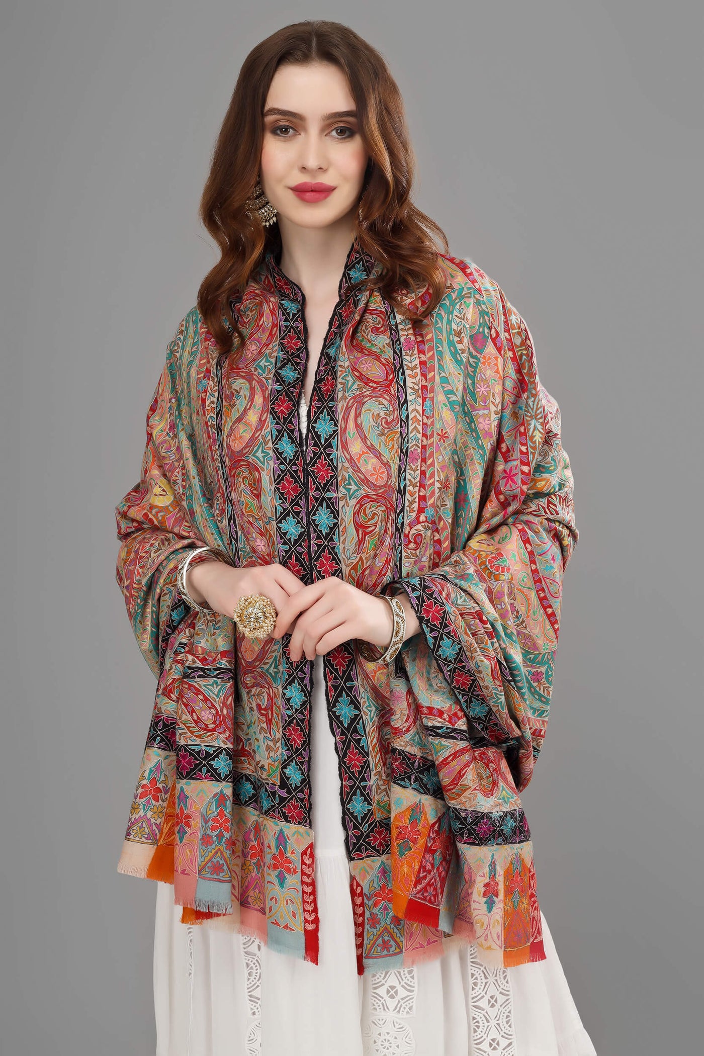Pashmina Aabshar Kalamkari shawl