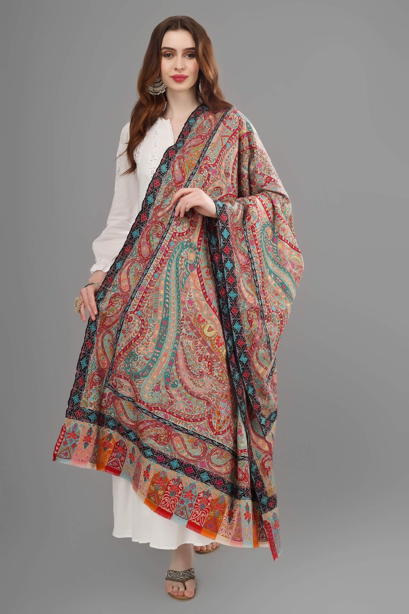 Pashmina Aabshar Kalamkari shawl