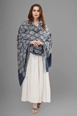 Dark Gray Pashmina jama sozni shawl