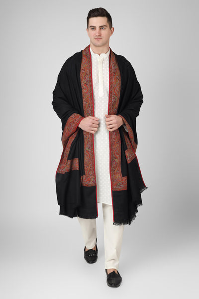  PASHMINA MENS - antique jamwar  patched on pure pashmina shawl Antique Jamawar Mens Shawls