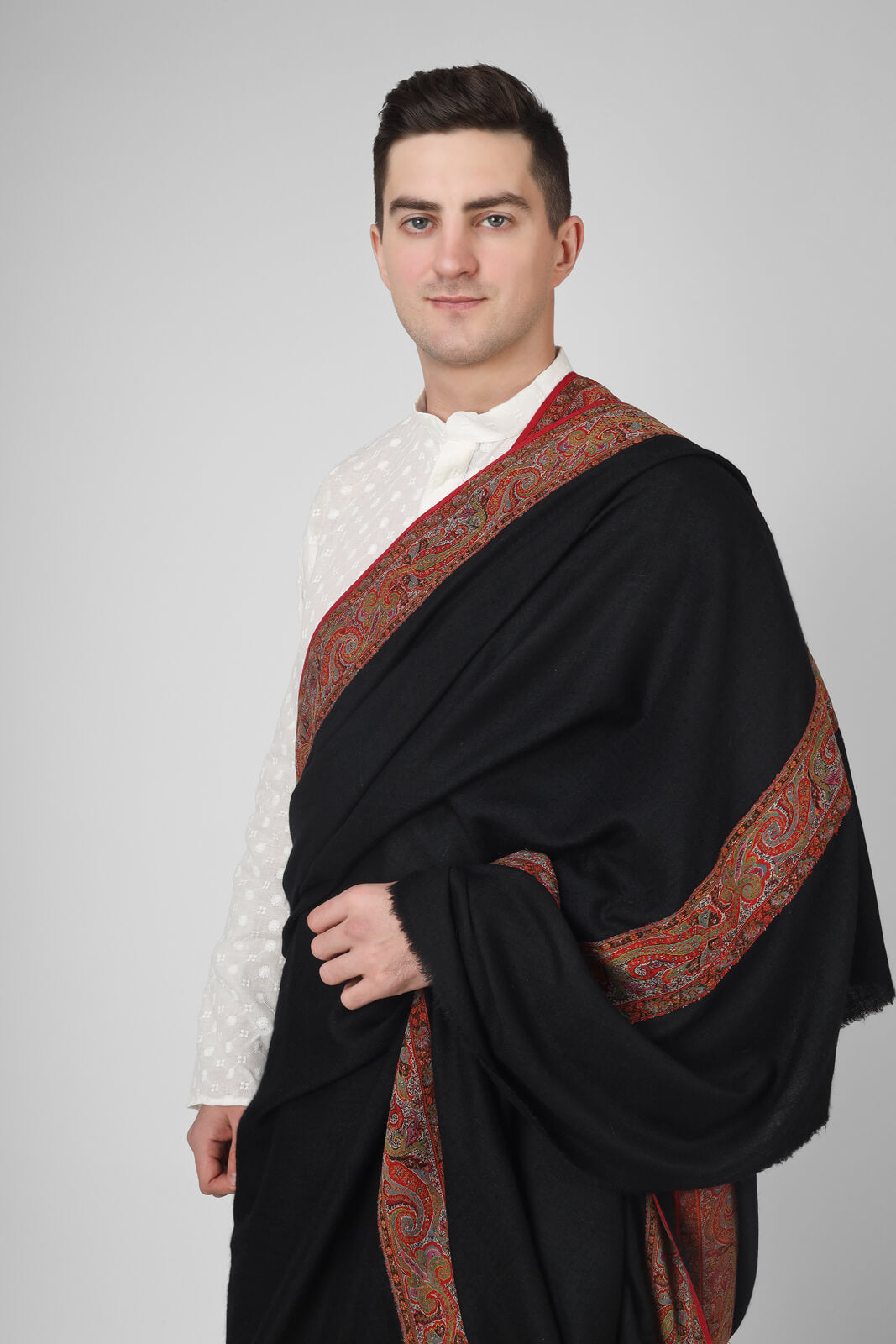 PASHMINA MENS - antique jamwar  patched on pure pashmina shawl Antique Jamawar Mens Shawls