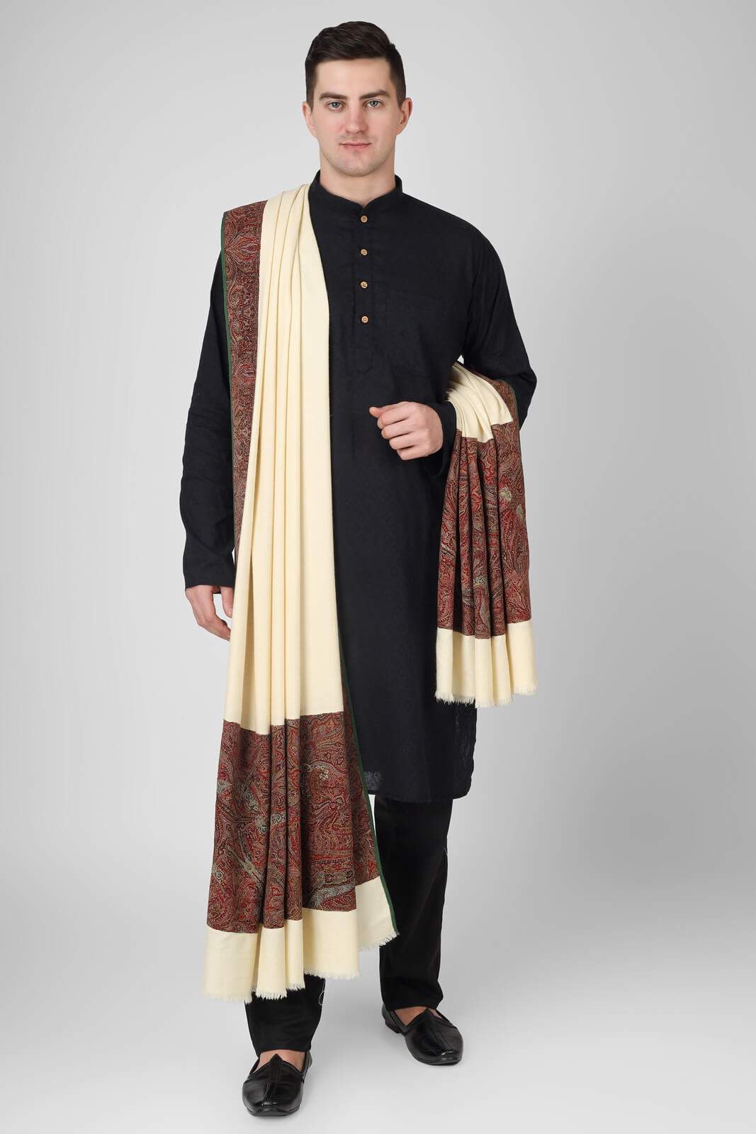 WEDDING SHAWL MENS - DELHI- PASHMINA-Antique  paladaar Jamawar Mens Shawls