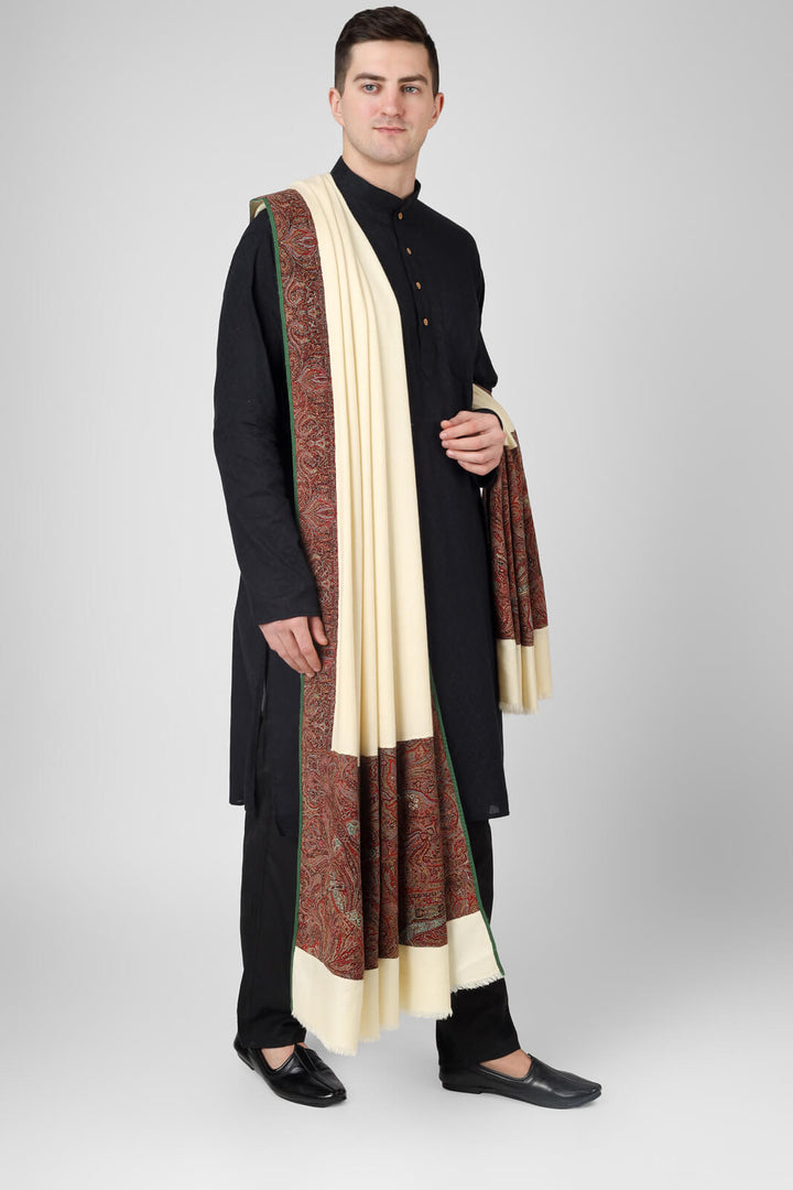 PASHMINA IN LONDON  - Antique paladaar Jamawar Mens Shawls