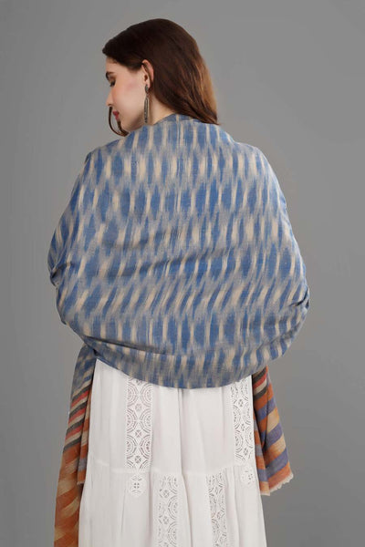 Blue Ikkat pashmina shawl