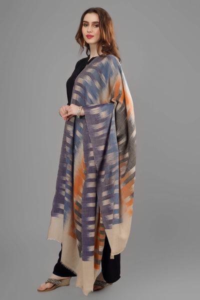 PASHMINA DUBAI - Black Brown Ikkat pashmina shawl