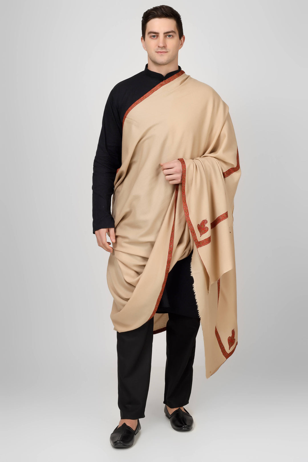 Natural Pashmina hashidaar mens shawl