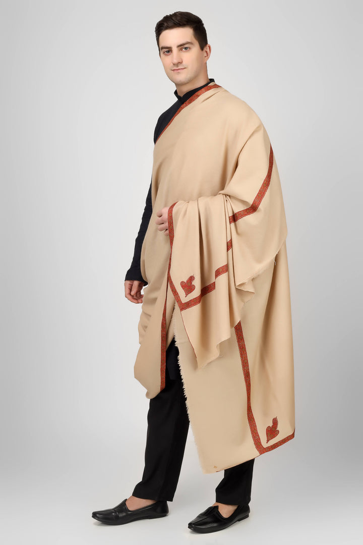 Natural Pashmina hashidaar mens shawl