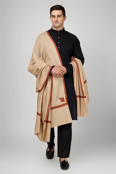 Natural Pashmina hashidaar mens shawl