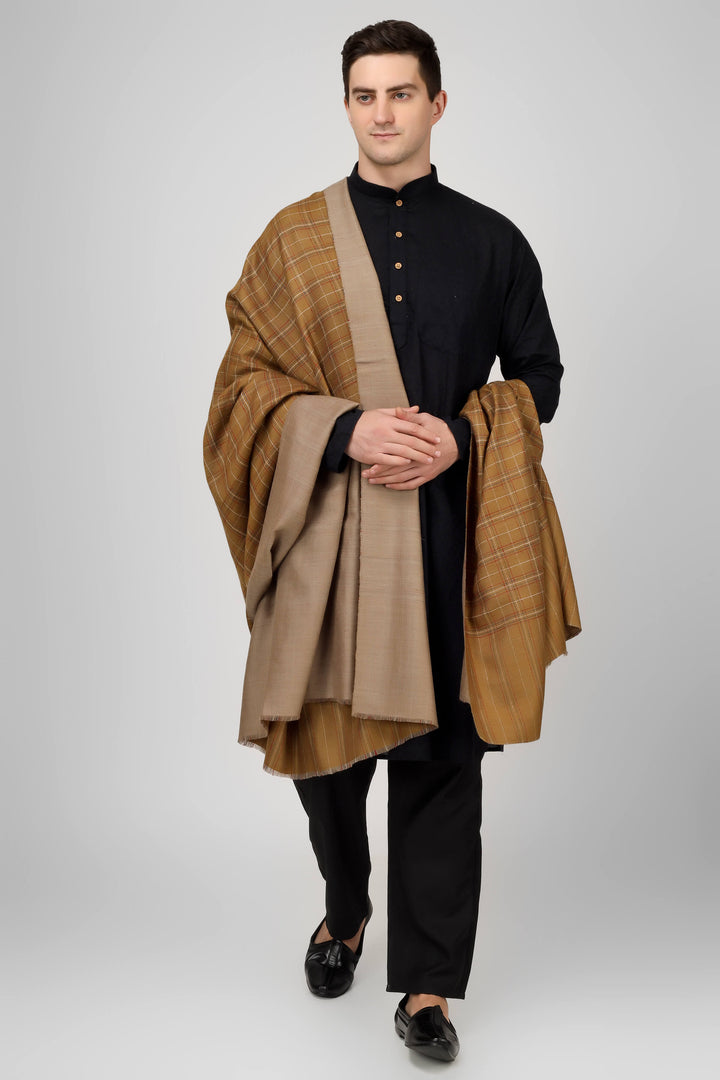 PURE PASHMINA MENS SHAWL - Reversible mens pure pashmina shawl