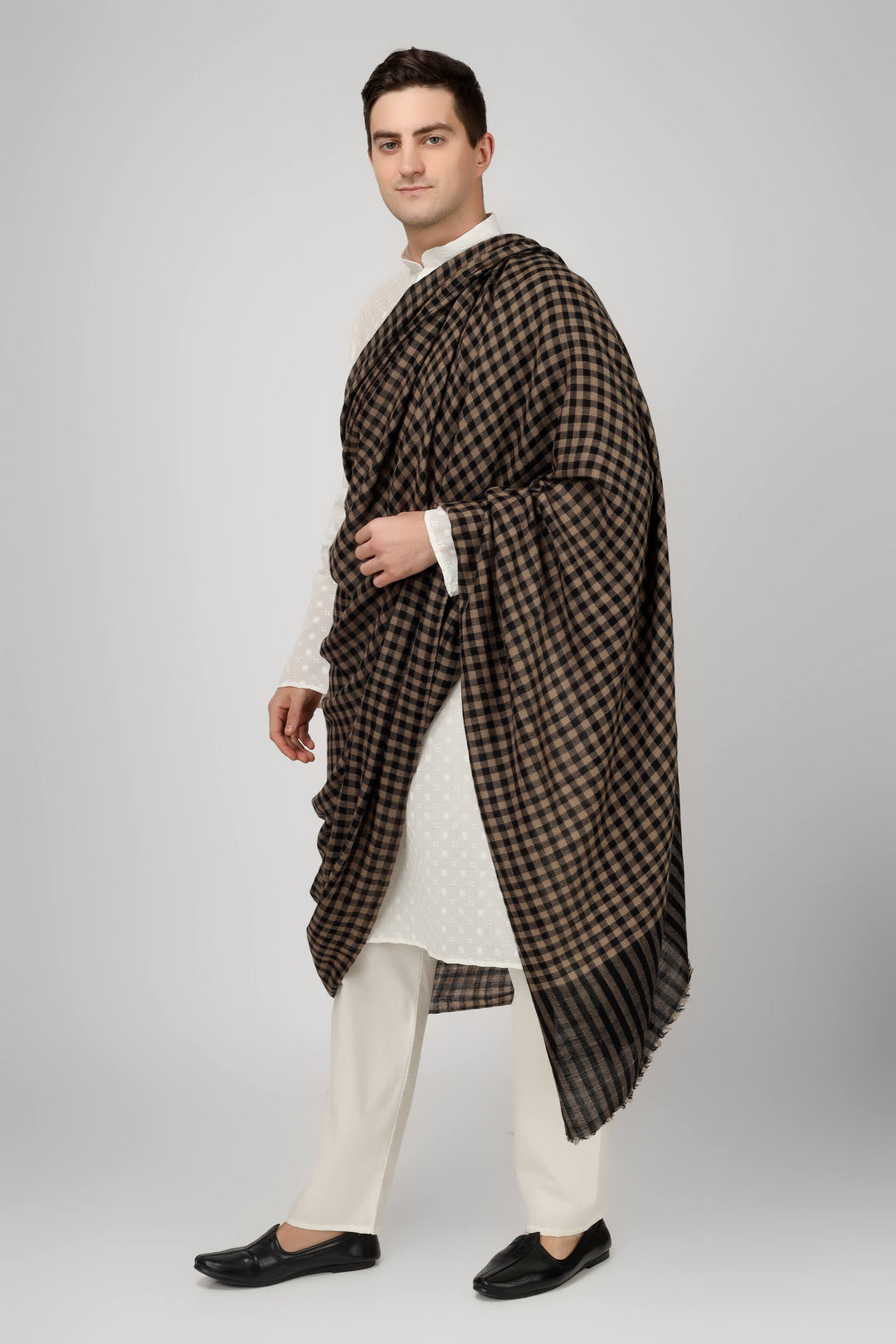 Mens small check design Pashmina shawl