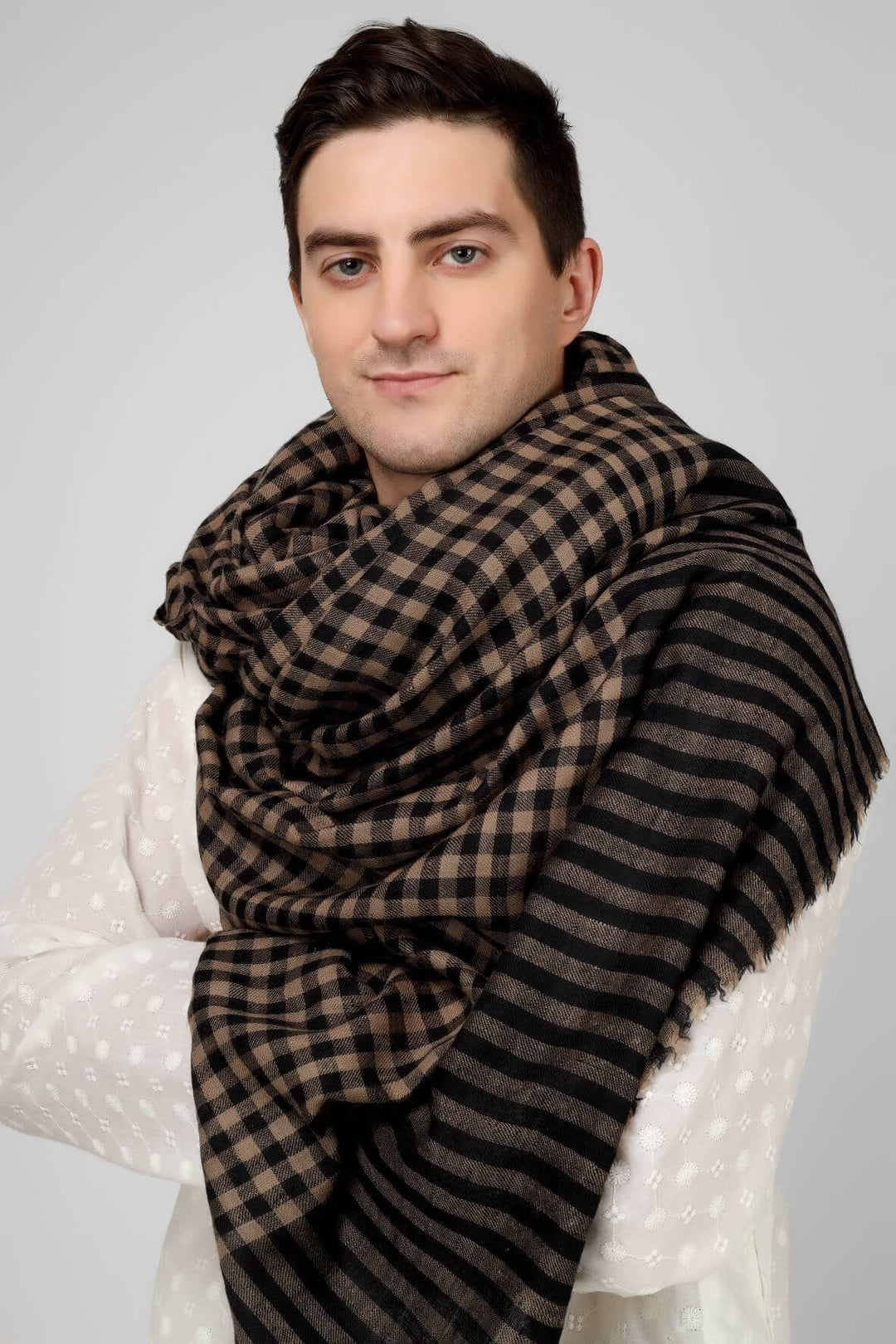 Mens small check design Pashmina shawl