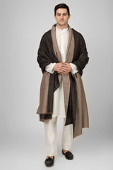 Black natural reversible mens pure pashmina shawl