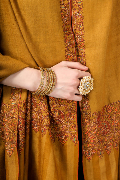 Mustard  Pashmina Paladaar sozni shawl