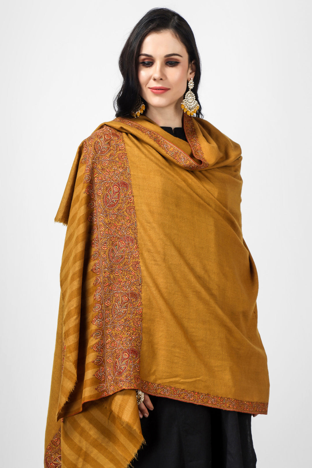 Mustard  Pashmina Paladaar sozni shawl