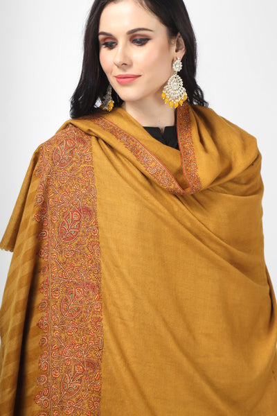 Mustard  Pashmina Paladaar sozni shawl