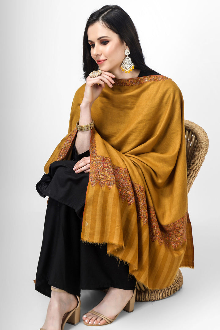 Mustard  Pashmina Paladaar sozni shawl