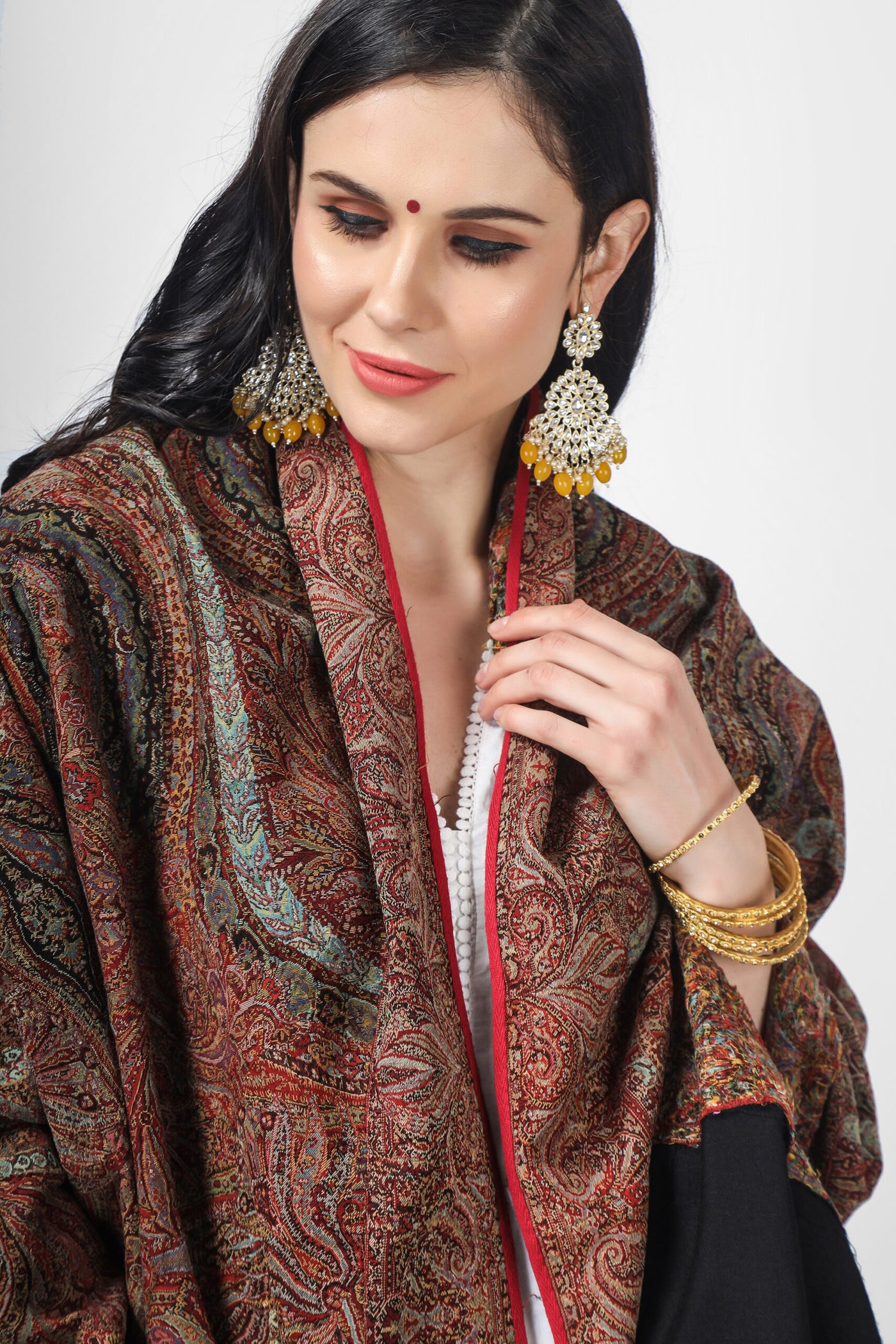 Pashmina black antique chand jamawar shawl