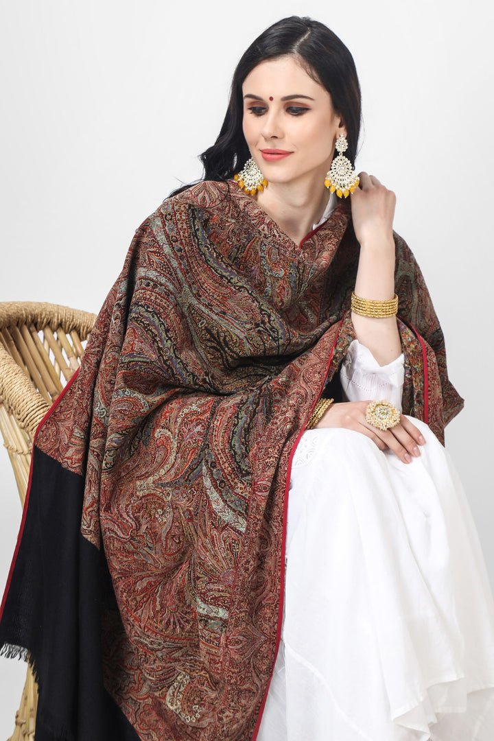 Pashmina black antique chand jamawar shawl