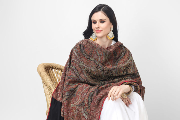 Pashmina black antique chand jamawar shawl