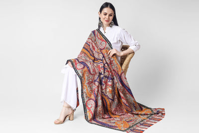 Pashmina shaheena Kalamkari shawl