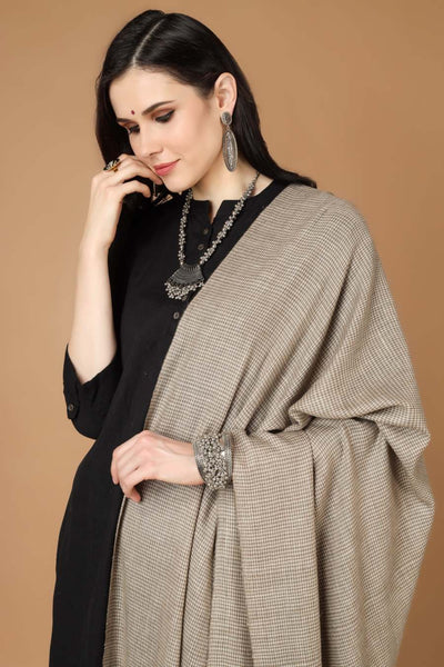 Natural  Small Checkered pashmina shawl