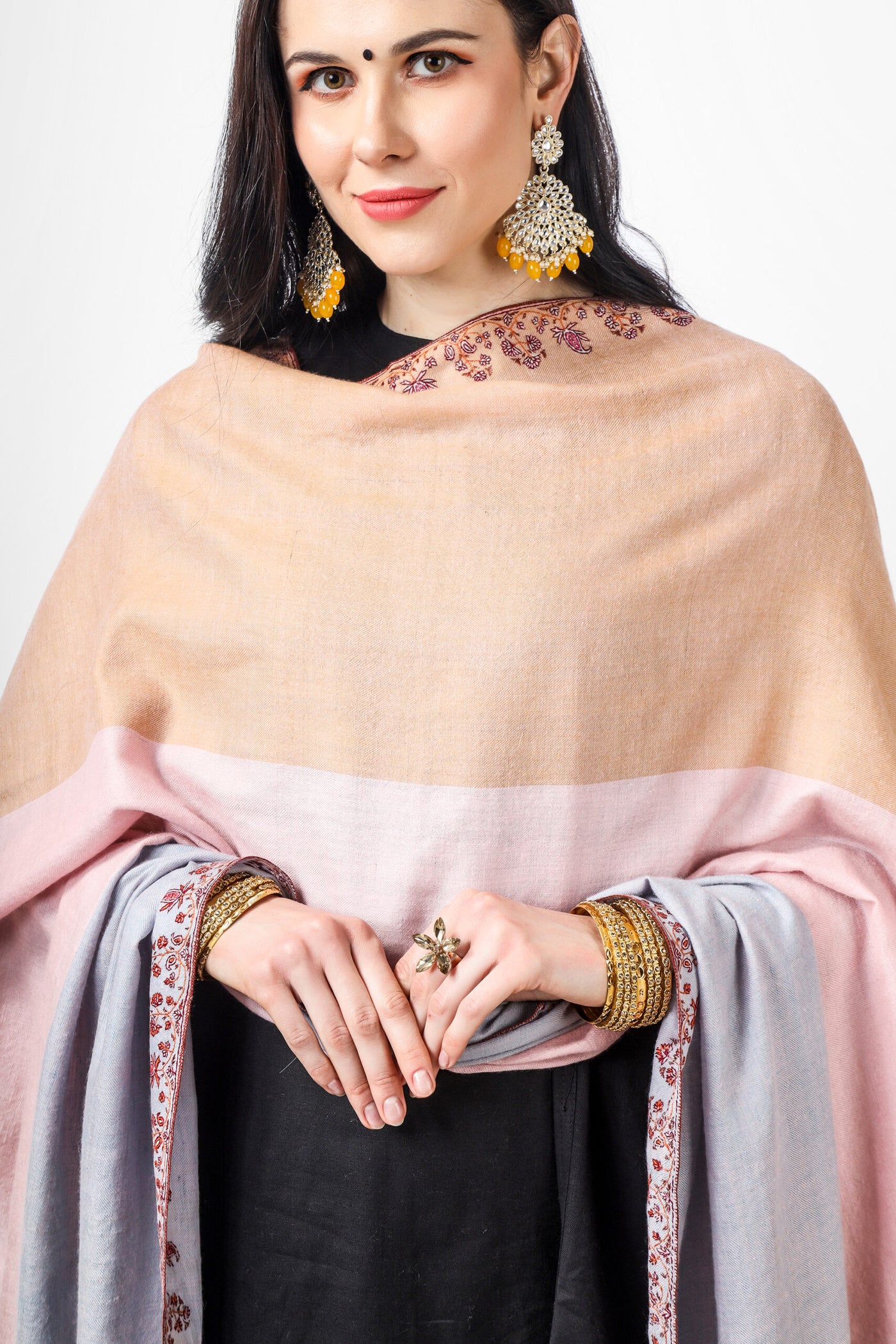 Three Colour Pashmina Paladaar sozni shawl