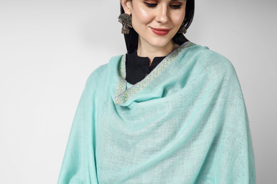 Turquoise Pashmina  Pastel hashidaar sozni shawl