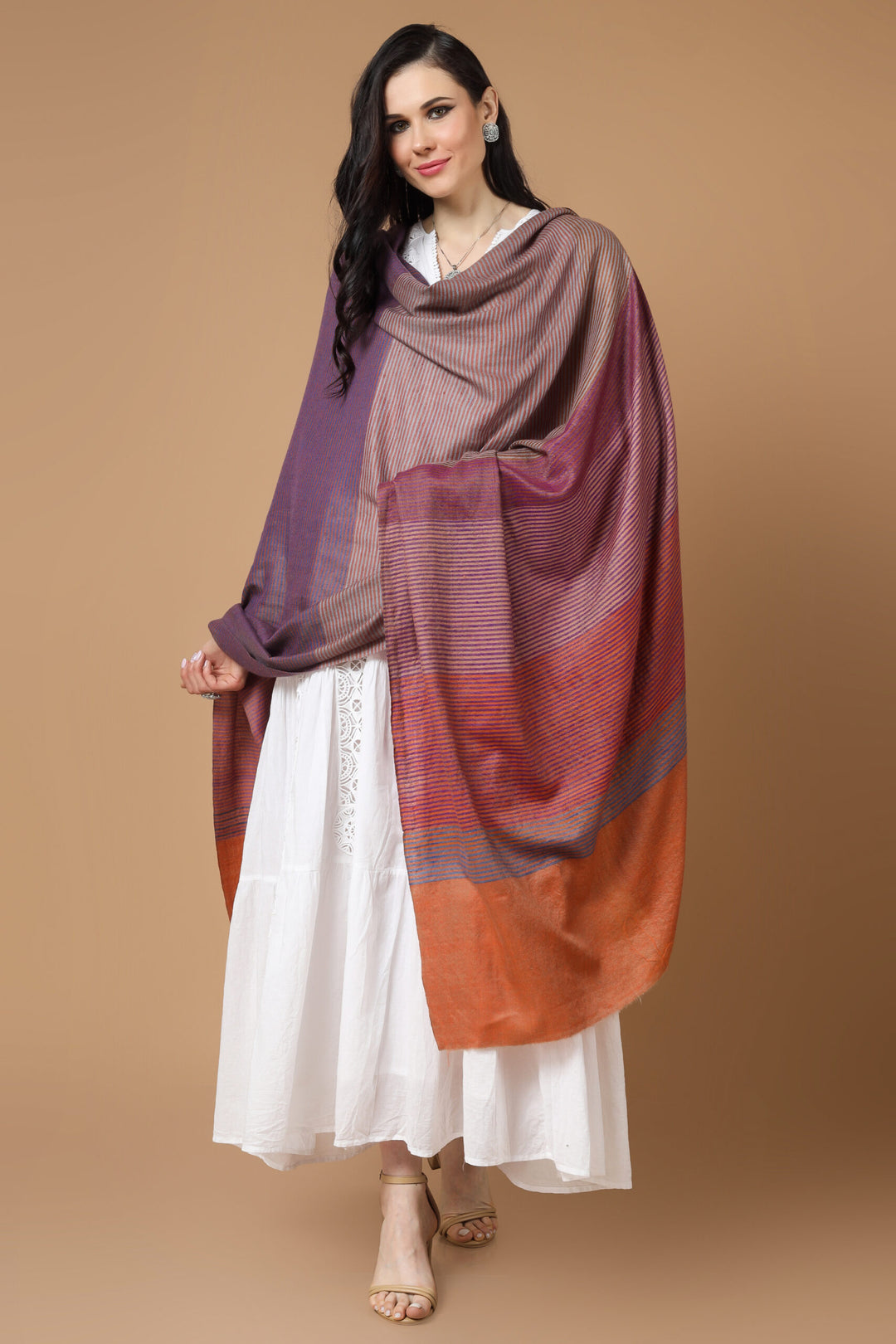 KUWAIT -Designer multiple color stripe shawl