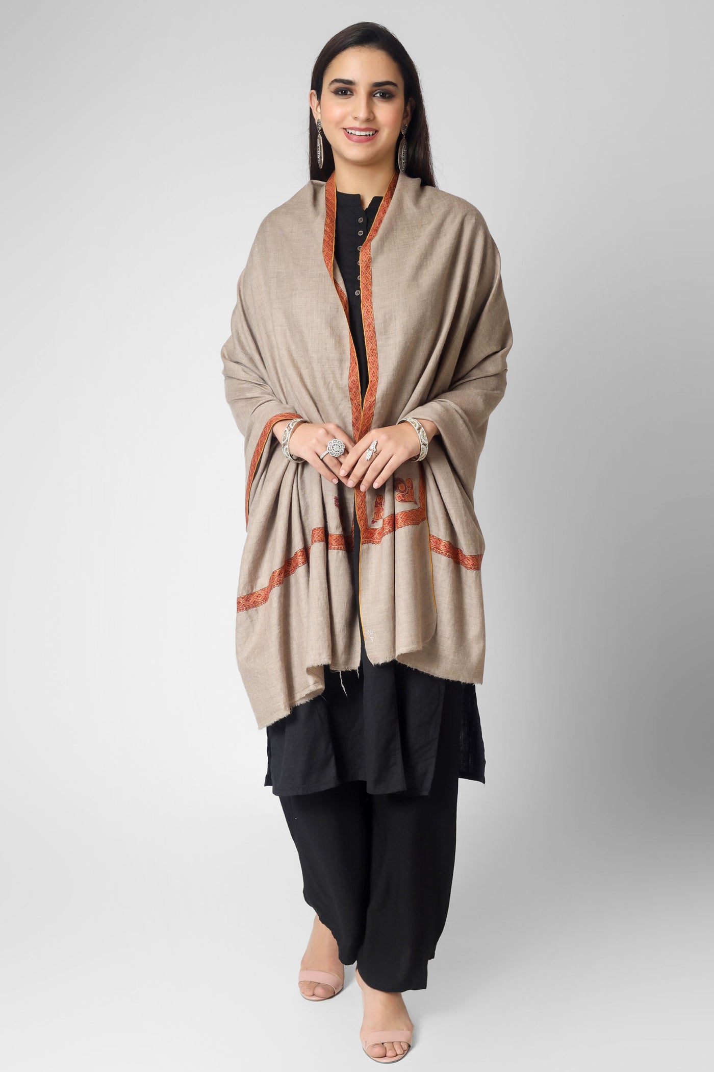 Natural Pashmina khaikkaar hashidaar sozni shawl