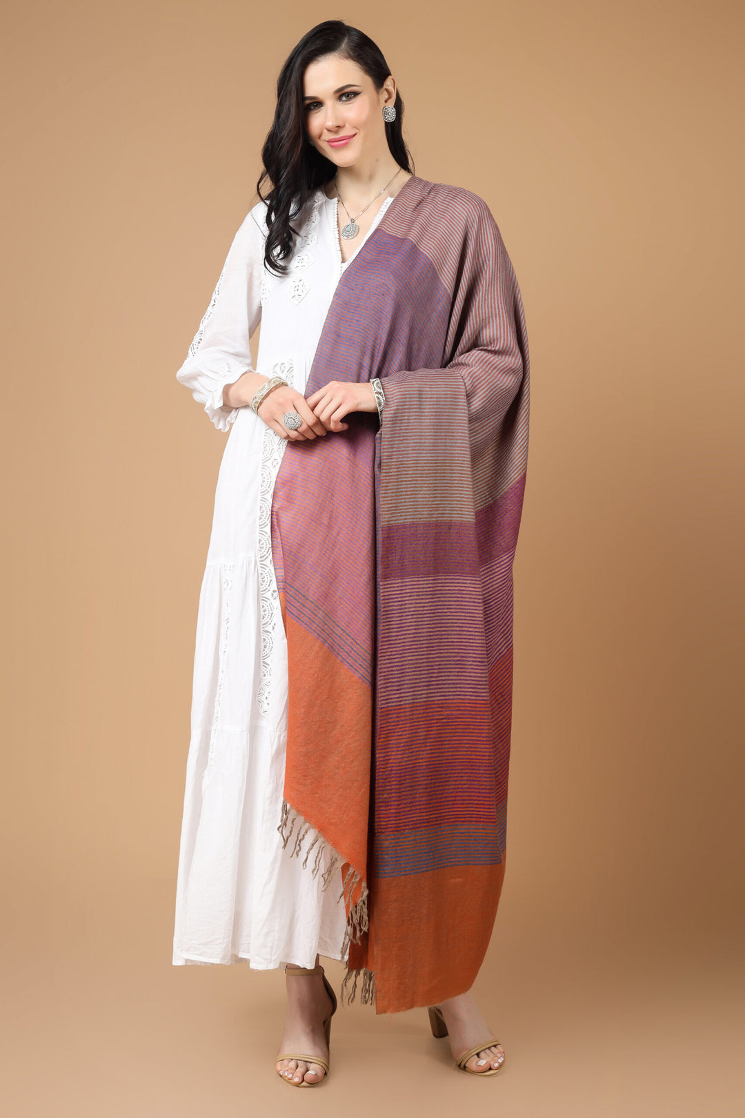 KUWAIT -Designer multiple color stripe shawl
