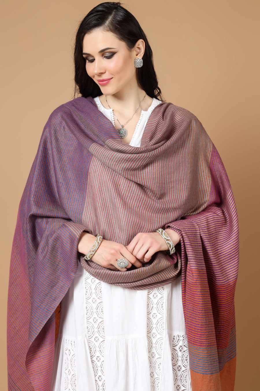 KUWAIT -Designer multiple color stripe shawl