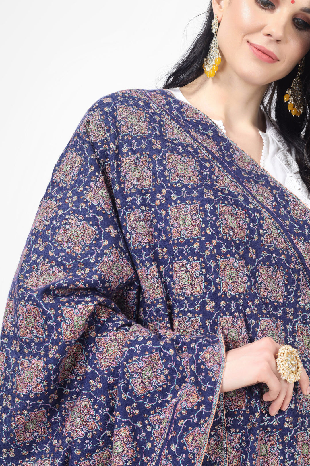 Royal blue handmade Pashmina shawl crafted in traditional Jamawar pattern is a must have for art lovers.  For the most cherished events we all have been waiting for