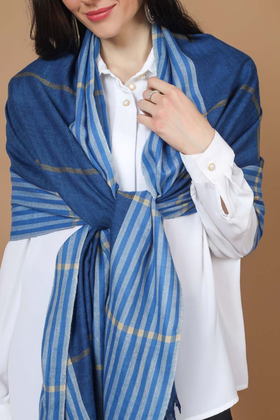 Blue Stripes Designer Pashmina Stole