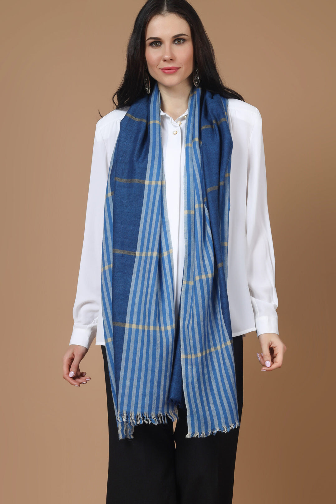 Blue Stripes Designer Pashmina Stole