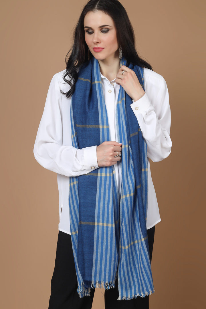 Blue Stripes Designer Pashmina Stole